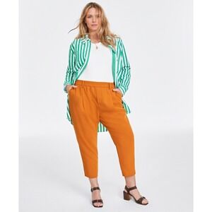 ON 34th Pants Womens Plus 2X Pecan Roast Pull On Elastic Waist Pleated Ankle NWT